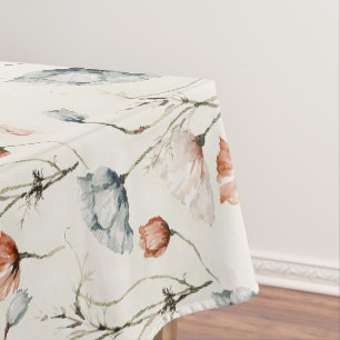 Aesthetic Watercolor Patriotic Wildflowers Tablecloth