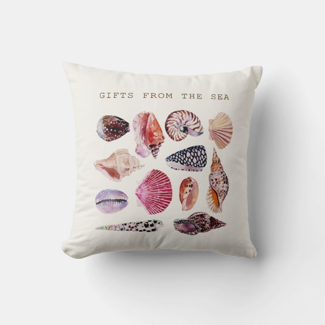 Aesthetic Watercolor Seashells  Cushion (Front)