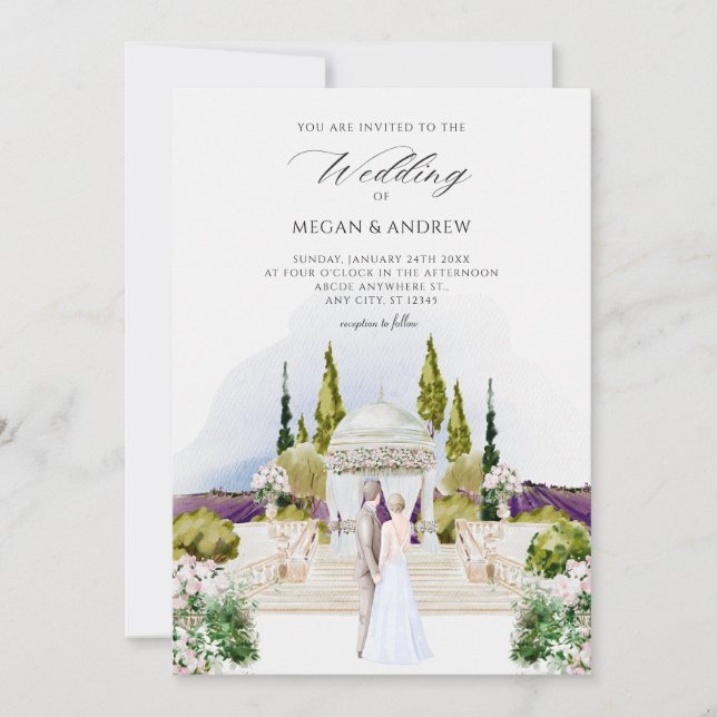 Aesthetic wedding garden watercolor invitation (Front)