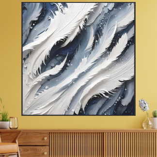 Aesthetic White Feathery And Blue Canvas Print
