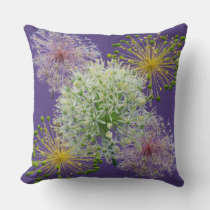 Aesthetic White Garlic Flower Collage Cushion