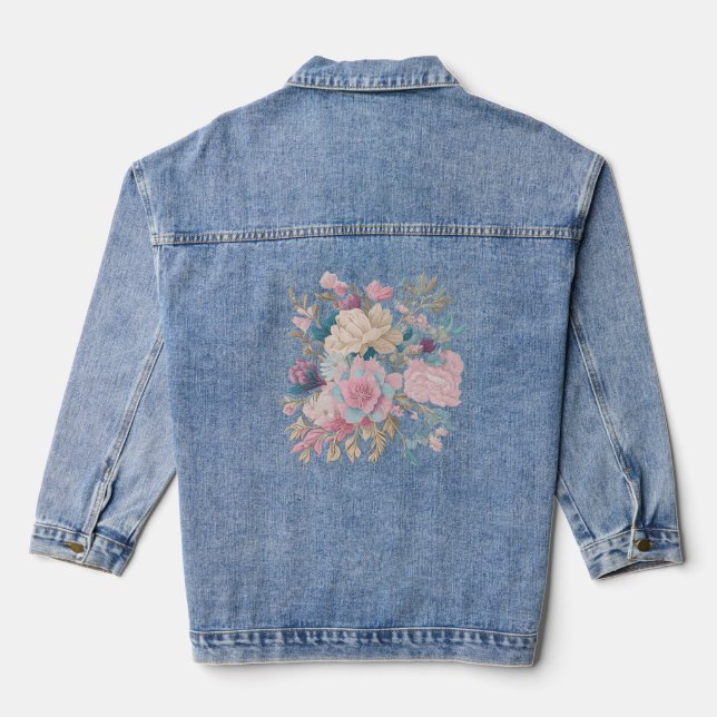 Aesthetic Wild Flower Art denim jacket (Back)