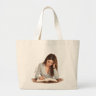 Aesthetic Woman Writing Illustration Tote Bag