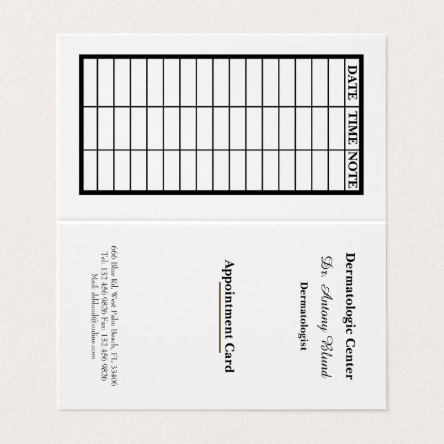 Aesthetician Appointment Card (Outside Unfolded)