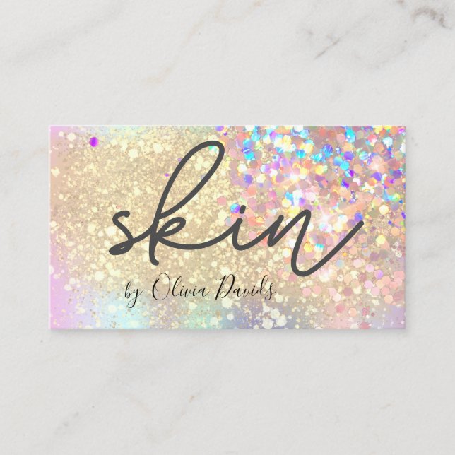 Aesthetician Beauty Gold Glitter Skincare Salon Business Card (Front)