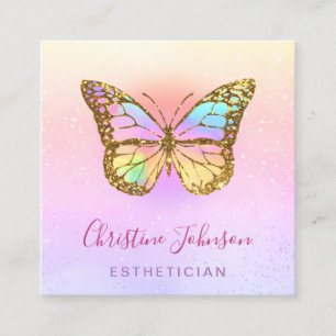 aesthetician butterfly logo square business card