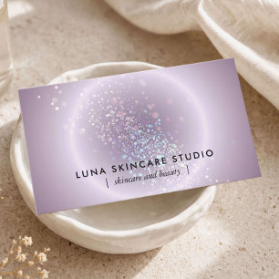 Aesthetician Celestial Glow Modern Soft Lavender Business Card