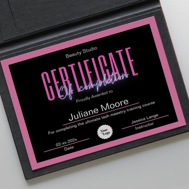 Aesthetician Certificate Of Completion Awards Pink (Esthetician Certificate Of Completion Awards Pink)
