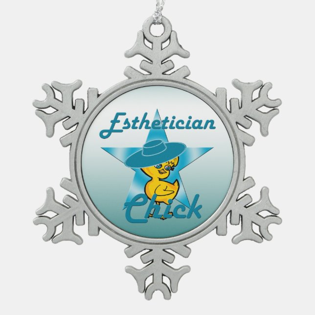 Aesthetician Chick #7 Snowflake Pewter Christmas Ornament (Front)
