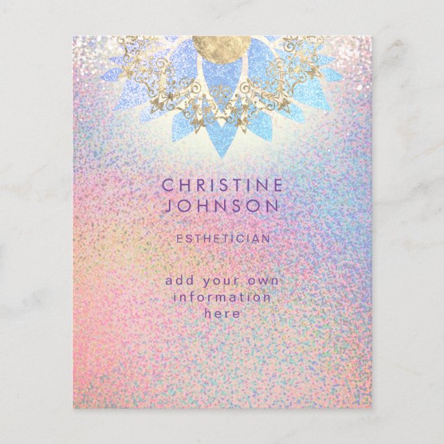 aesthetician colourful faux glitter flyer (Front)