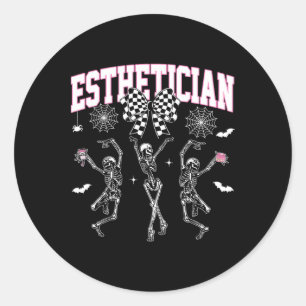 Aesthetician Dancing Skeleton Halloween Bow Skin T Classic Round Sticker