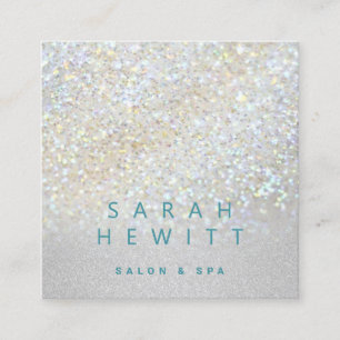 aesthetician faux glitter square business card
