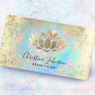 aesthetician faux gold foil lotus business card