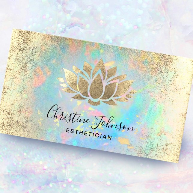 aesthetician faux gold foil lotus business card (Creator Uploaded)