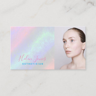 aesthetician faux iridescent pastel colours business card