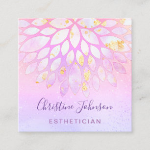 aesthetician floral purple pink square business card