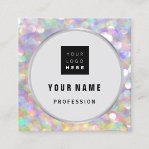 Aesthetician Holograph Makeup ARTIST LOGO Square Business Card