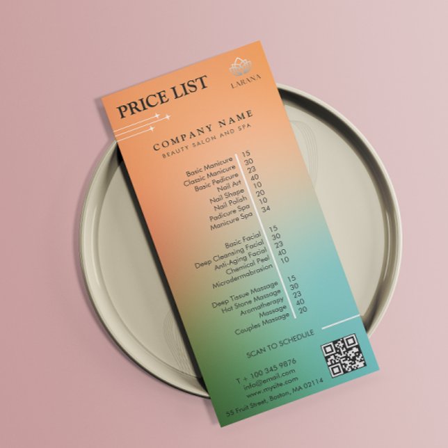 Aesthetician Holographic Gradient Price List Menu (Esthetician Holographic Gradient Price List Menu)