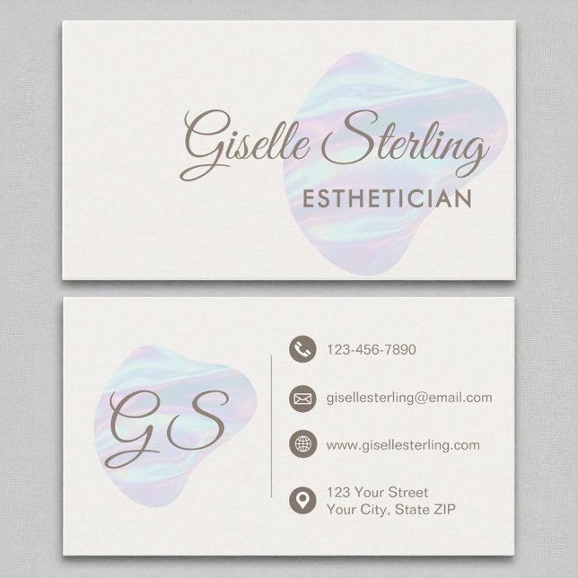 Aesthetician Iridescent Pearl Opal Abstract Business Card (Creator Uploaded)