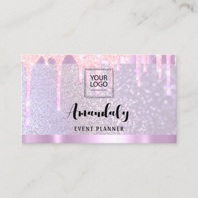 Aesthetician Lash Nails Hair QR Code Logo Pink Dri Business Card (Front)