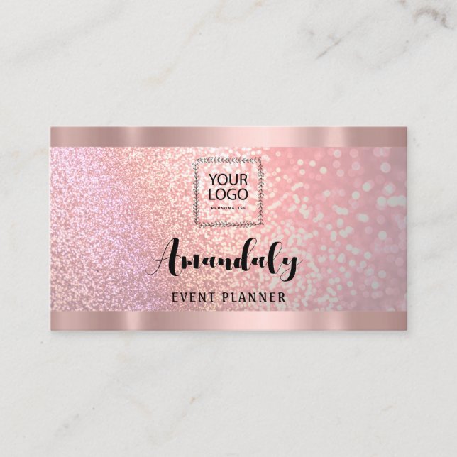 Aesthetician Lash Nails Hair QR CodeLogo Rose Pink Business Card (Front)