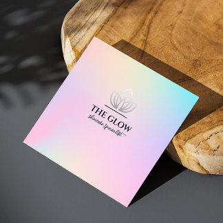 Aesthetician Pink Holographic Iridescent Qr Code Square Business Card