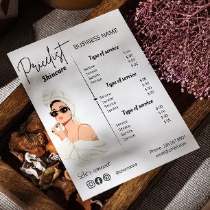 Aesthetician Price List Business Service Menu