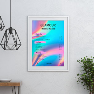Aesthetician Price List Holographic Aesthetician Poster