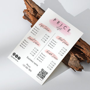 Aesthetician Price List Menu Script Typography