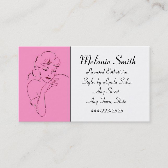 Aesthetician Retro Style Salon Business Card (Front)