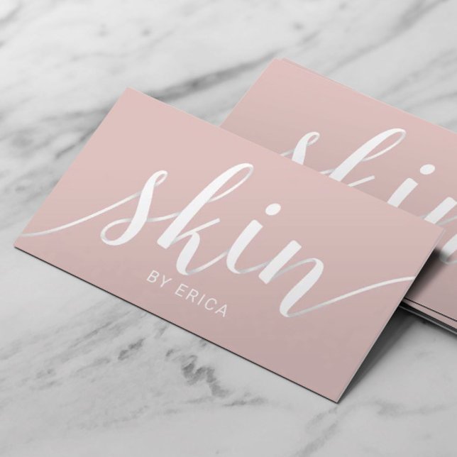 Aesthetician Skin Care Blush Pink Typography Business Card (Creator Uploaded)