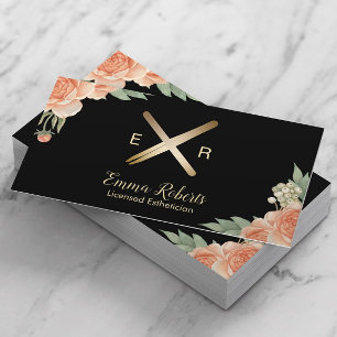 Aesthetician Wax Stick & Twezzer Logo Classy Business Card