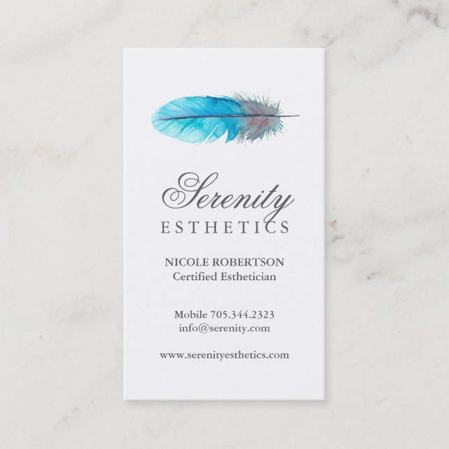 Aesthetics Blue Feather Business Card (Front)