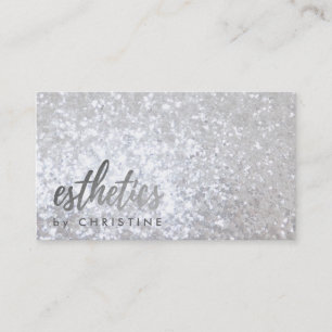 aesthetics faux silver glitter appointment card
