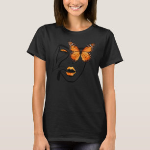 Aesthetics Girl Thinking With Monarch Butterfly Ey T-Shirt