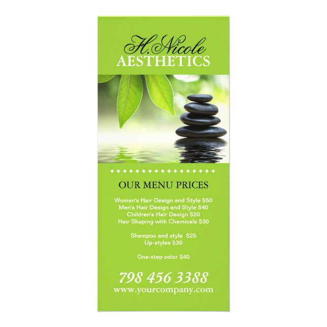 Aesthetics Menu Rack Cards (Front)