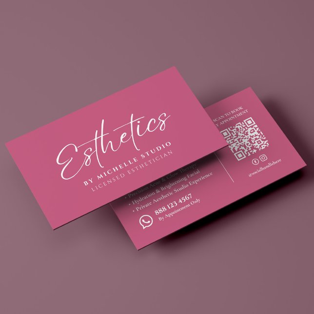 Aesthetics Script Pink Elegant Licensed Aesthetici Business Card (Esthetics Script Pink Elegant Licensed Esthetician Business Card
)