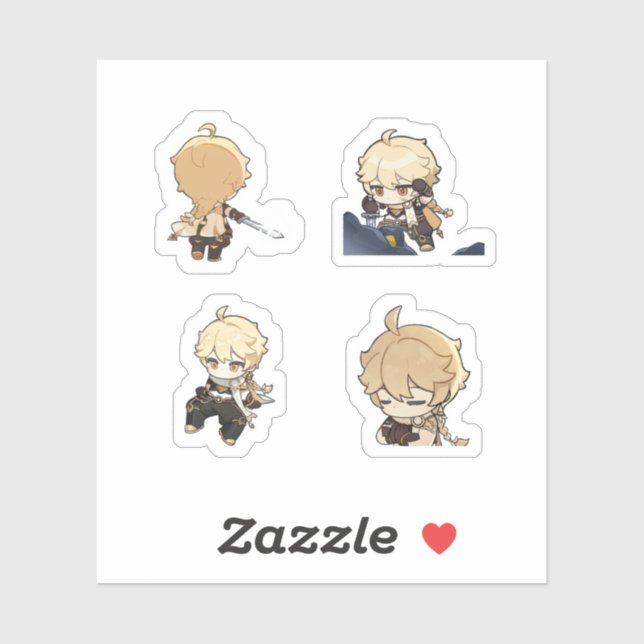 Aether Genshin Impact 4 Pack Sticker Sheet Extra  (Sheet)