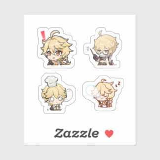Aether Genshin Impact 4 Pack Sticker Sheet Extra P