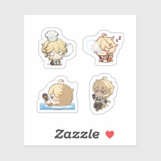 Aether Genshin Impact 4 Pack Sticker Sheet Extra P