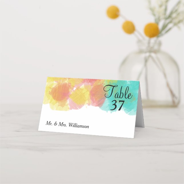 Aetsy Gouache Wedding Table Name Place Card (Front)