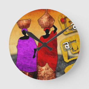 af047 Africa retro vintage style gifts Round Clock
