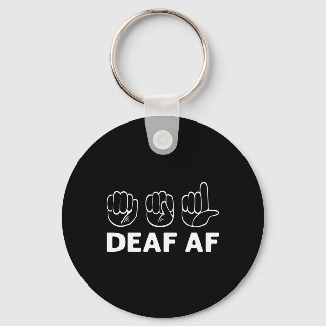 Af Asl Awareness Hand Sign Language Deaf Pride  Key Ring (Front)