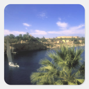 AF, Egypt, Upper Egypt, Aswan. River Nile, Square Sticker