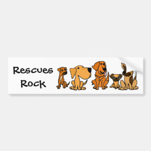 AF- Funny Rescue Dogs Group Cartoon Bumper Sticker