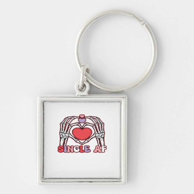 Af Skeleton Hands Valentines Day Classic Look Key Ring (Front)