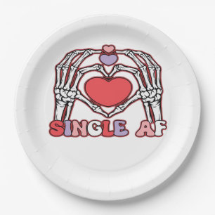 Af Skeleton Hands Valentines Day Classic Paper Plate