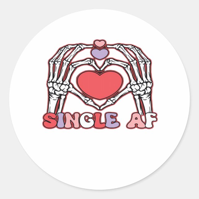 Af Skeleton Hands Valentines Day Classic Round Sticker (Front)