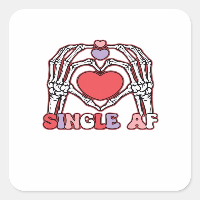Af Skeleton Hands Valentines Day Classic Square Sticker (Front)