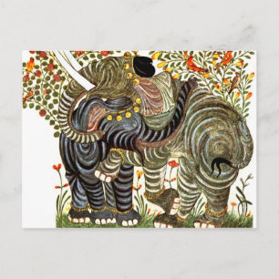 Affectionate, Decorated Elephants Postcard